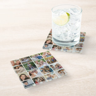 Posavasos De Vidrio Crea tu propio collage de 16 fotos