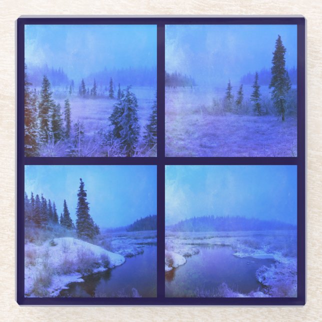 Posavasos De Vidrio Crea tu propio cuadrado de fotos (Anverso)