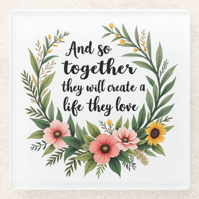 Posavasos De Vidrio Crea una vida que amen (Anverso)