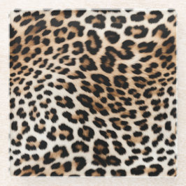 Posavasos De Vidrio Cream Black Leopard Print