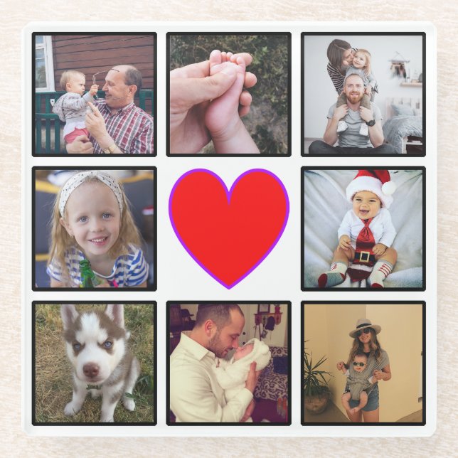 Posavasos De Vidrio Crear su propio Collage de fotos Personalizado (Anverso)
