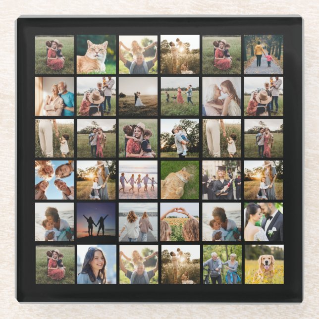 Posavasos De Vidrio Crear su propio Collage de fotos personalizado (Anverso)