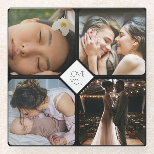 Posavasos De Vidrio Crear sus propias 4 fotos (Anverso)