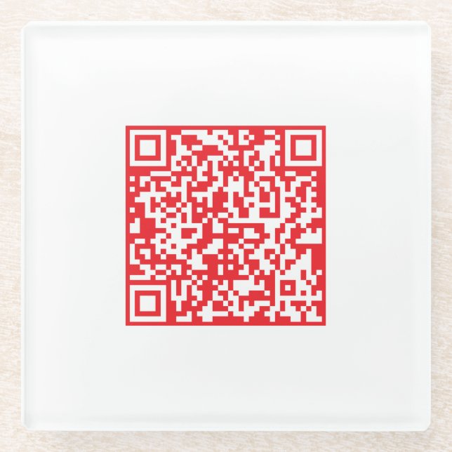 Posavasos De Vidrio Crear un código QR rojo analizable (modificable) (Anverso)