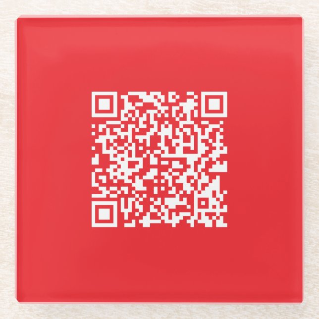 Posavasos De Vidrio Crear un código QR rojo analizable (modificable) (Anverso)