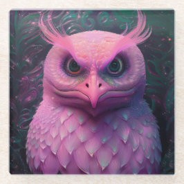 Posavasos De Vidrio Creatividad híbrida de búho/murloc rosado