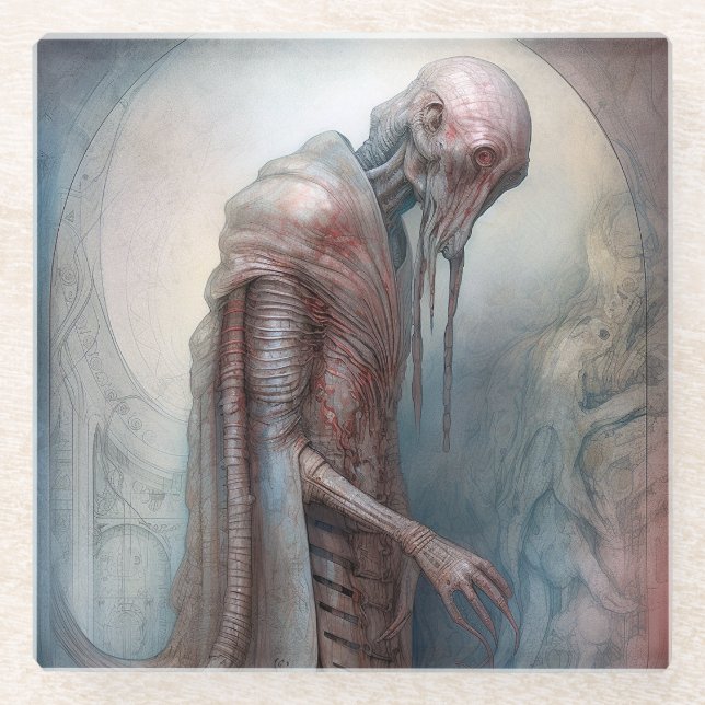 Posavasos De Vidrio Creatura alienígena Ciencia ficción (Anverso)