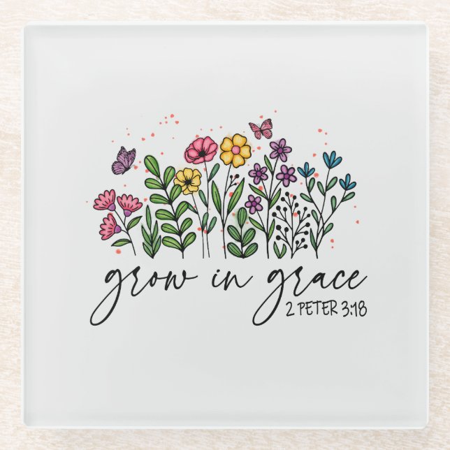 Posavasos De Vidrio Crecer en Grace (Anverso)