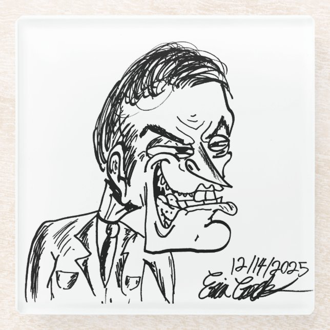 Posavasos De Vidrio creepy villain cartoon (Anverso)