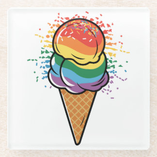 Posavasos De Vidrio Crema de hielo del orgullo LGBTQ+