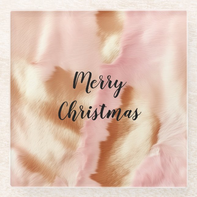 Posavasos De Vidrio Crema rosa Tan Piel de vaca de lechera suroeste (Anverso)