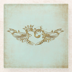Posavasos De Vidrio Crema vintage de Aqua Heart