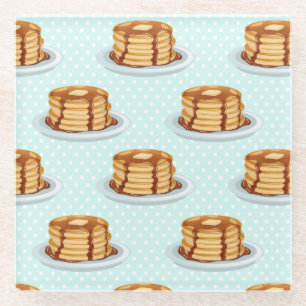 Posavasos De Vidrio Crepes con jarabe de arce y patrón Polkadot