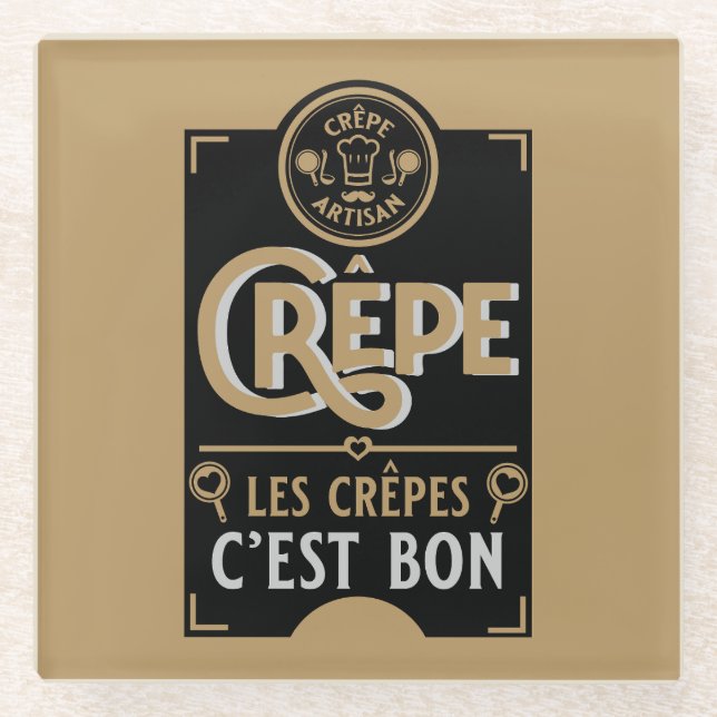 Posavasos De Vidrio Crepes francesas (Anverso)