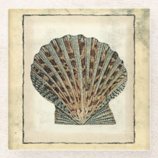 Posavasos De Vidrio Criaturas marinas a orillas del mar (Anverso)