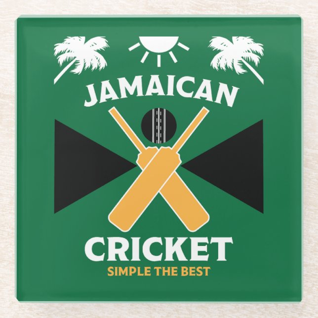 Posavasos De Vidrio Cricket de Jamaica (Anverso)