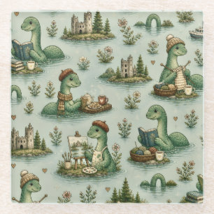 Posavasos De Vidrio Criptídeos Acogedores Nessie Monstruo del Lago Nes