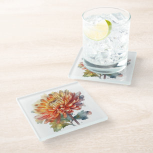 Posavasos De Vidrio Crisantemo de cosecha dorada
