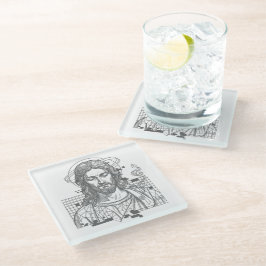 Posavasos De Vidrio Cristiano Rejilla Christwave Anaglifo Jesucristo