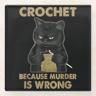 Posavasos De Vidrio Crochet de gato negro porque el asesinato es un er