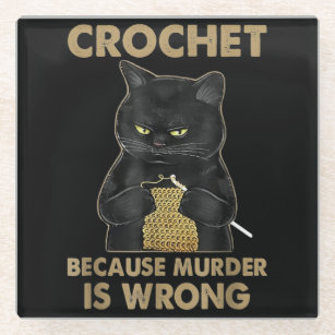 Posavasos De Vidrio Crochet Porque El Asesinato Es Un Gato Negro Croch