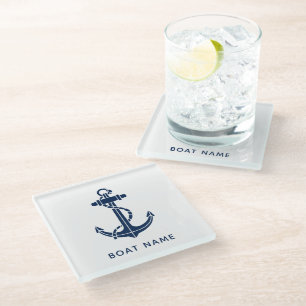 Posavasos De Vidrio Crucero de Ancla de Barco Moderno Personalizado