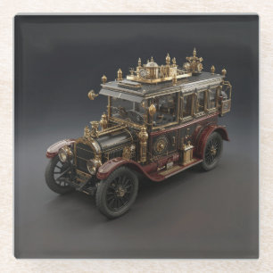 Posavasos De Vidrio Crucero de policía retro steampunk