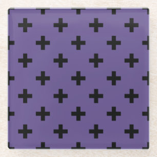 Posavasos De Vidrio Cruces de polka negra sobre ultravioleta