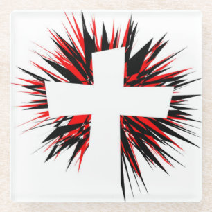 POSAVASOS DE VIDRIO CRUZ DE LA ESTRELLA BLANCA