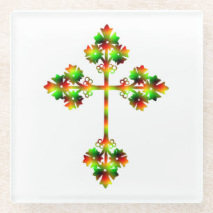 POSAVASOS DE VIDRIO CRUZ DE LUJO