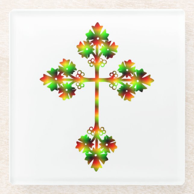 POSAVASOS DE VIDRIO CRUZ DE LUJO (Anverso)