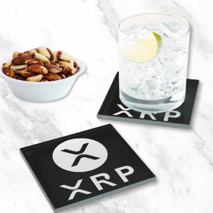 Posavasos De Vidrio Crypto Black and White Favor XRP Upscale