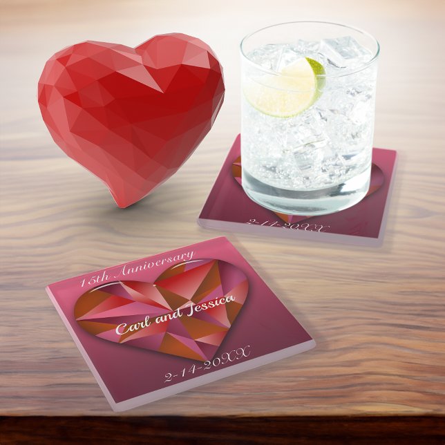 Posavasos De Vidrio Crystal Heart por 15 años (Subido por el creador)