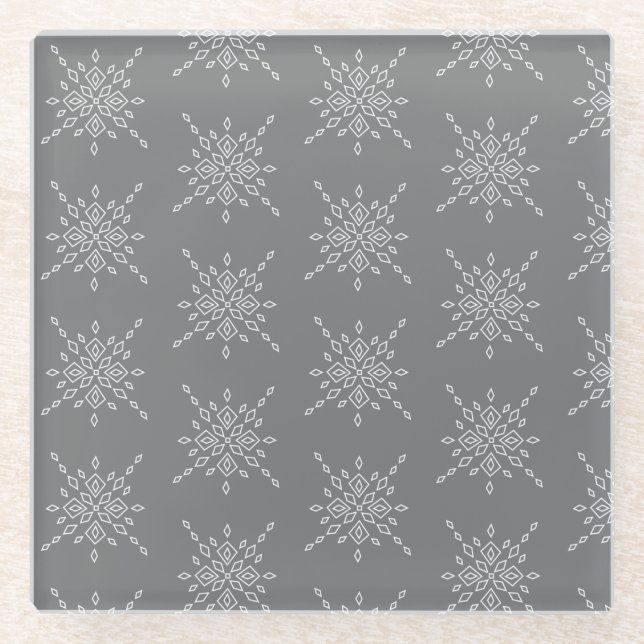 Posavasos De Vidrio Crystalized Snowflake (Anverso)
