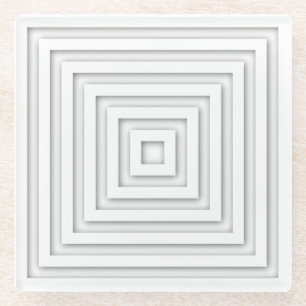Posavasos De Vidrio Cuadrado Geométrico Blanco