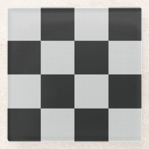 Posavasos De Vidrio Cuadrados blancos y negros controlados o COLOR PER