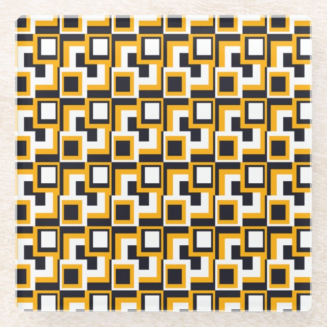 Posavasos De Vidrio Cuadrados geométricos: impresión sin soldadura (Anverso)