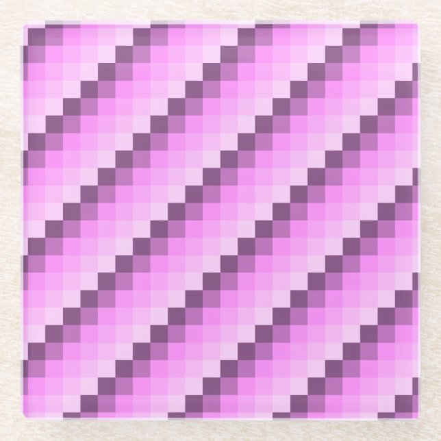 Posavasos De Vidrio Cuadrados rosa y púrpura (Anverso)