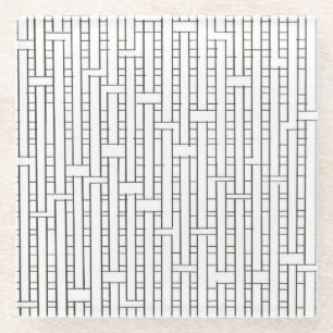 Posavasos De Vidrio Cuadrícula industrial: negro y blanco moderno Mini