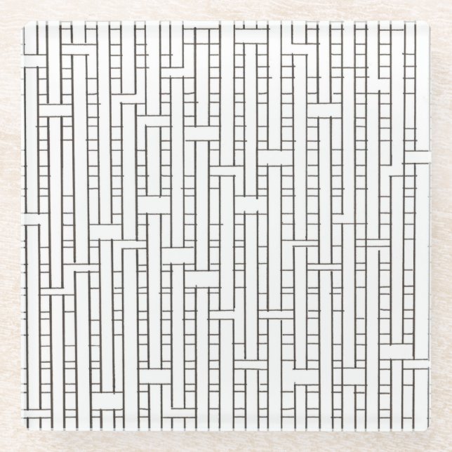 Posavasos De Vidrio Cuadrícula industrial: negro y blanco moderno Mini (Anverso)