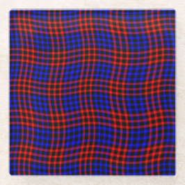 Posavasos De Vidrio Cuadro Escocés Rojo Azul Patrón Continuo
