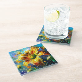 Posavasos De Vidrio Cuadros Impresionantes De Flor Diurna Amarillo