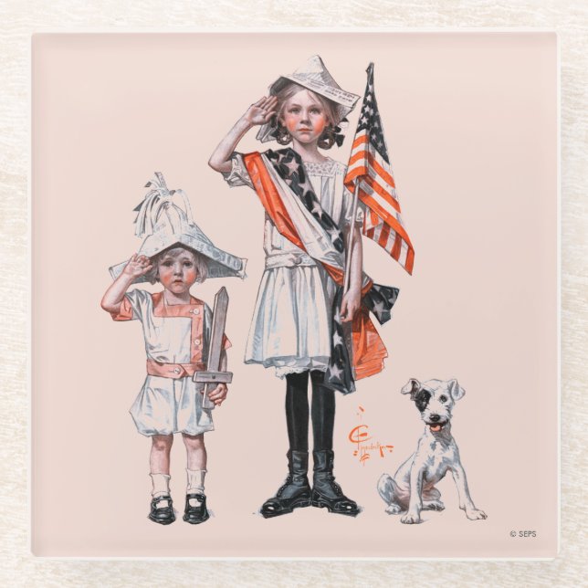 Posavasos De Vidrio Cuarto de julio (Anverso)