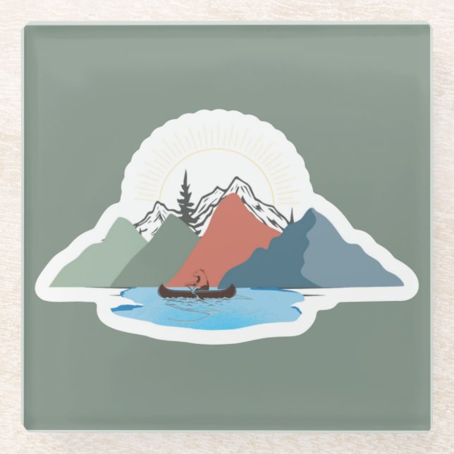 Posavasos De Vidrio Cuatro estaciones de los Adirondacks (Anverso)