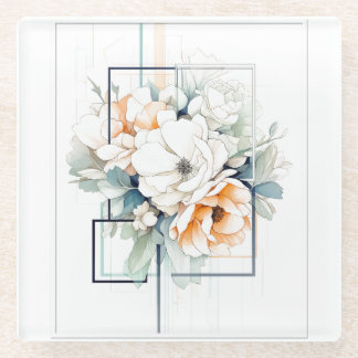 Posavasos De Vidrio Cube frame Flowers: "My Kitchen" Coaster