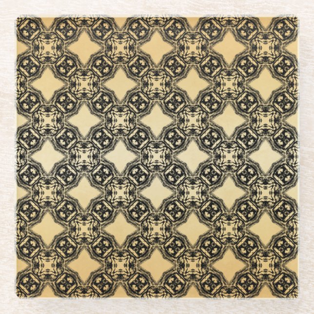 Posavasos De Vidrio Cubierta de estampado de colinas de diamante negro (Anverso)