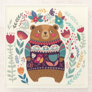 Posavasos De Vidrio Cubierta de vidrio de oso