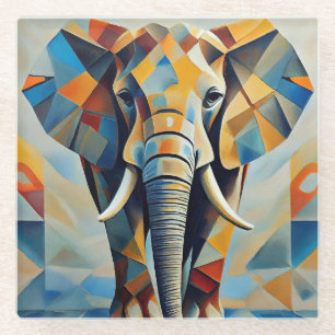 Posavasos De Vidrio Cubismo de elefantes, montaña rusa de animales