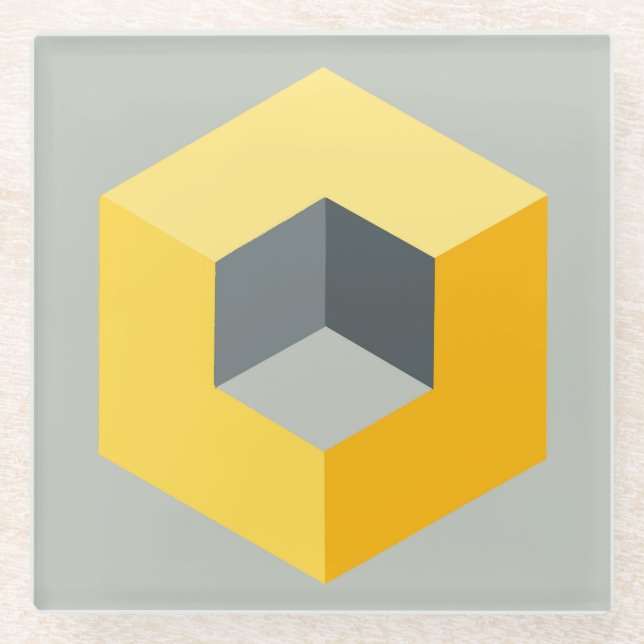 Posavasos De Vidrio "Cubo geométrico Design (Anverso)