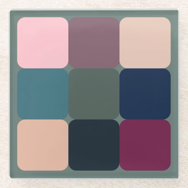 Posavasos De Vidrio Cubos de colores (Anverso)